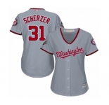 Women's Washington Nationals #31 Max Scherzer Authentic Grey Road Cool Base 2019 World Series Bound Baseball Jersey
