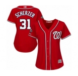 Women's Washington Nationals #31 Max Scherzer Authentic Red Alternate 1 Cool Base 2019 World Series Champions Baseball Jersey