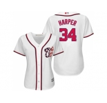 Women's Washington Nationals #34 Bryce Harper White Fashion Stitched MLB Jersey