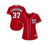 Women's Washington Nationals #37 Stephen Strasburg Red Alternate Stitched MLB Jersey