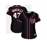 Women's Washington Nationals #47 Gio Gonzalez Navy Blue Alternate Stitched MLB Jersey