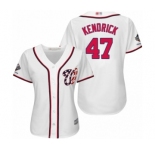 Women's Washington Nationals #47 Howie Kendrick Authentic White Home Cool Base 2019 World Series Champions Baseball Jersey