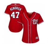 Women's Washington Nationals #47 Howie Kendrick Replica Red Alternate 1 Cool Base Baseball Jersey