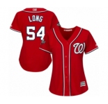 Women's Washington Nationals #54 Kevin Long Authentic Red Alternate 1 Cool Base 2019 World Series Bound Baseball Jersey