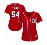 Women's Washington Nationals #54 Kevin Long Authentic Red Alternate 1 Cool Base 2019 World Series Champions Baseball Jersey