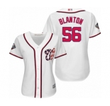 Women's Washington Nationals #56 Joe Blanton Authentic White Home Cool Base 2019 World Series Bound Baseball Jersey