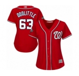 Women's Washington Nationals #63 Sean Doolittle Authentic Red Alternate 1 Cool Base 2019 World Series Bound Baseball Jersey