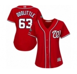 Women's Washington Nationals #63 Sean Doolittle Authentic Red Alternate 1 Cool Base 2019 World Series Champions Baseball Jersey