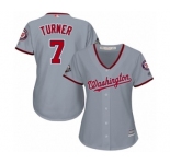 Women's Washington Nationals #7 Trea Turner Authentic Grey Road Cool Base 2019 World Series Bound Baseball Jersey
