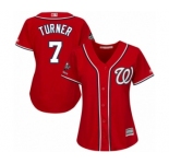 Women's Washington Nationals #7 Trea Turner Authentic Red Alternate 1 Cool Base 2019 World Series Champions Baseball Jersey