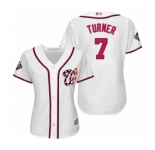 Women's Washington Nationals #7 Trea Turner Authentic White Home Cool Base 2019 World Series Bound Baseball Jersey