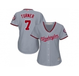 Women's Washington Nationals #7 Trea Turner Grey Road Stitched MLB Jersey