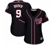 Women's Washington Nationals #9 Brian Dozier Authentic Navy Blue Alternate 2 Cool Base 2019 World Series Bound Baseball Jersey