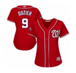 Women's Washington Nationals #9 Brian Dozier Authentic Red Alternate 1 Cool Base 2019 World Series Bound Baseball Jersey