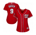 Women's Washington Nationals #9 Brian Dozier Authentic Red Alternate 1 Cool Base 2019 World Series Champions Baseball Jersey