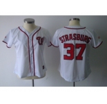 women mlb washington nationals #37 strasburg white