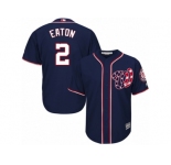 Youth Majestic Washington Nationals #2 Adam Eaton Replica Navy Blue Alternate 2 Cool Base MLB Jersey