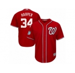 Youth Majestic Washington Nationals #34 Bryce Harper Authentic Scarlet 2017 Spring Training Cool Base MLB Jersey