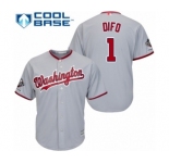 Youth Washington Nationals #1 Wilmer Difo Authentic Grey Road Cool Base 2019 World Series Champions Baseball Jersey