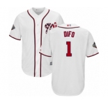 Youth Washington Nationals #1 Wilmer Difo Authentic White Home Cool Base 2019 World Series Bound Baseball Jersey