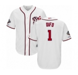 Youth Washington Nationals #1 Wilmer Difo Authentic White Home Cool Base 2019 World Series Champions Baseball Jersey