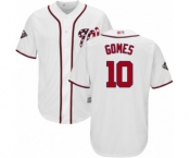 Youth Washington Nationals #10 Yan Gomes Authentic White Home Cool Base 2019 World Series Bound Baseball Jersey