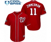 Youth Washington Nationals #11 Ryan Zimmerman Authentic Red Alternate 1 Cool Base 2019 World Series Bound Baseball Jersey