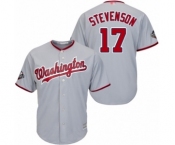 Youth Washington Nationals #17 Andrew Stevenson Authentic Grey Road Cool Base 2019 World Series Bound Baseball Jersey