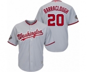 Youth Washington Nationals #20 Kyle Barraclough Authentic Grey Road Cool Base 2019 World Series Bound Baseball Jersey