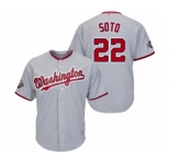 Youth Washington Nationals #22 Juan Soto Authentic Grey Road Cool Base 2019 World Series Bound Baseball Jersey