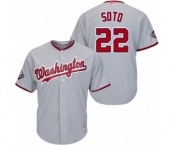 Youth Washington Nationals #22 Juan Soto Authentic Grey Road Cool Base 2019 World Series Bound Baseball Jersey