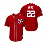Youth Washington Nationals #22 Juan Soto Authentic Red Alternate 1 Cool Base 2019 World Series Bound Baseball Jersey