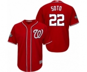 Youth Washington Nationals #22 Juan Soto Authentic Red Alternate 1 Cool Base 2019 World Series Bound Baseball Jersey