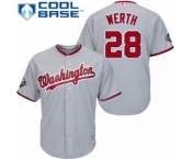 Youth Washington Nationals #28 Jayson Werth Authentic Grey Road Cool Base 2019 World Series Bound Baseball Jersey