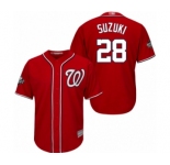 Youth Washington Nationals #28 Kurt Suzuki Authentic Red Alternate 1 Cool Base 2019 World Series Bound Baseball Jersey