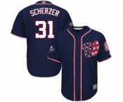 Youth Washington Nationals #31 Max Scherzer Authentic Navy Blue Alternate 2 Cool Base 2019 World Series Bound Baseball Jersey