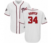 Youth Washington Nationals #34 Bryce Harper Authentic White Home Cool Base 2019 World Series Bound Baseball Jersey