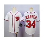 Youth Washington Nationals #34 Bryce Harper White Cool Base Stitched MLB Jersey
