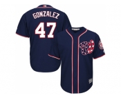 Youth Washington Nationals #47 Gio Gonzalez Navy Blue Cool Base Stitched MLB Jersey
