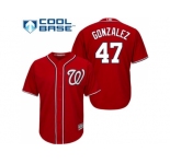 Youth Washington Nationals #47 Gio Gonzalez Red Cool Base Stitched MLB Jersey
