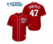 Youth Washington Nationals #47 Gio Gonzalez Red Cool Base Stitched MLB Jersey