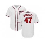 Youth Washington Nationals #47 Gio Gonzalez White Cool Base Stitched MLB Jersey