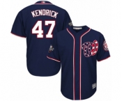 Youth Washington Nationals #47 Howie Kendrick Authentic Navy Blue Alternate 2 Cool Base 2019 World Series Bound Baseball Jersey