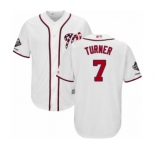 Youth Washington Nationals #7 Trea Turner Authentic White Home Cool Base 2019 World Series Champions Baseball Jersey