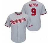 Youth Washington Nationals #9 Brian Dozier Authentic Grey Road Cool Base 2019 World Series Bound Baseball Jersey