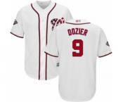 Youth Washington Nationals #9 Brian Dozier Authentic White Home Cool Base 2019 World Series Bound Baseball Jersey