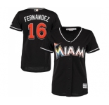 Women Miami Marlins #16 Jose Fernandez Majestic Black Cool Base Player Jersey