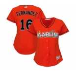 Women Miami Marlins #16 Jose Fernandez Majestic Orange Cool Base Player Jersey