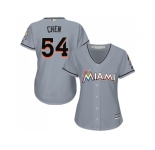 Women Miami Marlins #54 Wei-Yin Chen Grey Road Stitched MLB Jersey