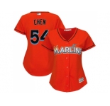 Women Miami Marlins #54 Wei-Yin Chen Orange Alternate Stitched MLB Jersey